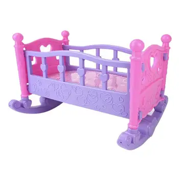Кукольная кровать-качалка, игрушечная кроватка, Розовая детская коляска, подарок для ролевой игры