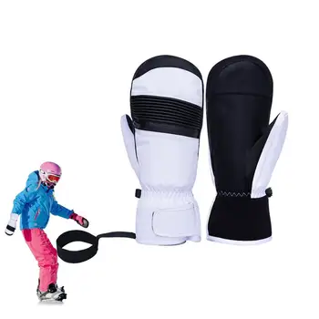 Лыжные перчатки Водонепроницаемые теплые лыжные перчатки на весь палец, ветрозащитные толстые зимние перчатки для снега, противоскользящие велосипедные перчатки для улицы