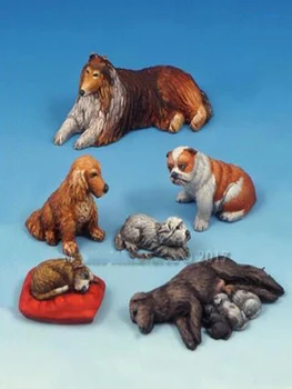 Новые собаки и щенки в разобранном виде 1/35 животных, неокрашенные современные фигурки, набор смол, игрушки для поделок, неокрашенные наборы