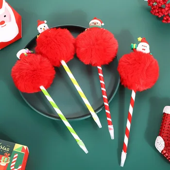 Мультяшная Рождественская плюшевая ручка, милая креативная рождественская кукла, шариковая ручка, подарок на День защиты детей, канцелярская ручка для студентов, офисная ручка