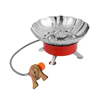 Ветрозащитная газовая плита Lotus с пьезоподжигом для приготовления пищи на открытом воздухе, газовая горелка, посуда с адаптером для кемпинга, пеших прогулок, пикника