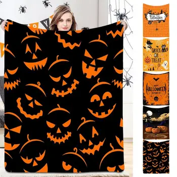 Одеяла на Хэллоуин, фланелевое одеяло с милыми рисунками ведьмы, паука и тыквы, одеяло для кондиционирования воздуха, одеяло для любителей осени и ужасов