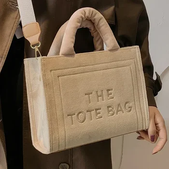 Женская квадратная сумка-тоут через плечо Из эстетичного велюра с элегантным буквенным принтом, женские сумки через плечо с верхней ручкой, женские сумки Charisma