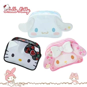 Косметичка для мытья посуды Hello Kitty, пенал, большая емкость, ПВХ, водонепроницаемый материал, переносная для путешествий, отделка для девочек-собак с корицей