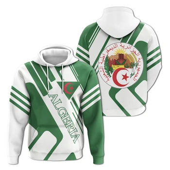 Африканская мужская одежда, пуловер с капюшоном, повседневный спортивный принт, толстовка с логотипом уличной акции Алжира, осень и зима, новый флаг
