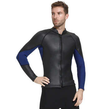 Новый водолазный костюм из гладкой кожи из неопрена толщиной 3 мм, мужской раздельный топ для плавания, зимняя теплая и водонепроницаемая куртка для дайвинга на молнии для серфинга.