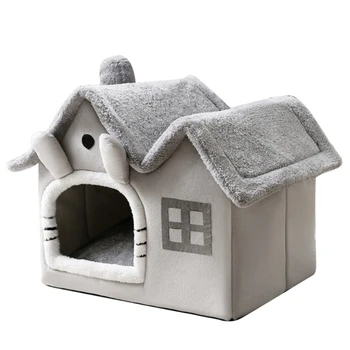 Ветрозащитная кровать для кошки, собачий домик, зимняя вилла для кошек, спальный питомник, Съемное теплое гнездо, Челночный корабль