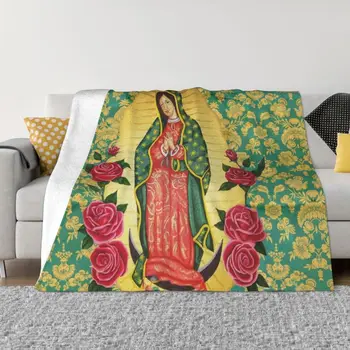 Католические Одеяла Богоматери Гваделупской Удобные Мягкие Фланелевые Одеяла Sprint Virgin Mary для дивана Офиса Спальни