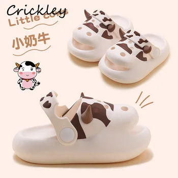 Пляжная обувь для мальчиков и девочек с мультяшными коровами 2023 Летние 3D EVA Животные Сабо Тапочки для детей Мягкие уличные тапочки для малышей