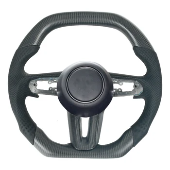 Индивидуальное рулевое колесо для Mazda 3 Axela из светодиодов и углеродного волокна, Италия, Алькантара, натуральная кожа, колесо спортивного автомобиля