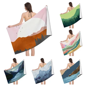 Домашние банные полотенца для тела, полотенца с пейзажными животными, ванная комната, быстросохнущее пляжное полотенце из микрофибры, мужское женское большое спортивное полотенце