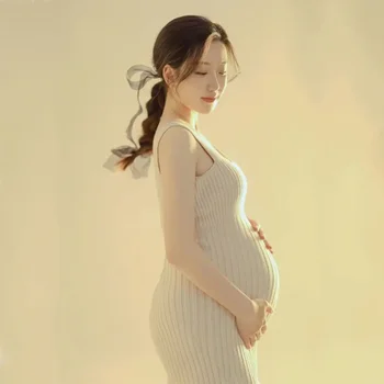 Трикотажное платье для беременных женщин, эластичные платья для фотосессии беременных, одежда для фотосессии беременных