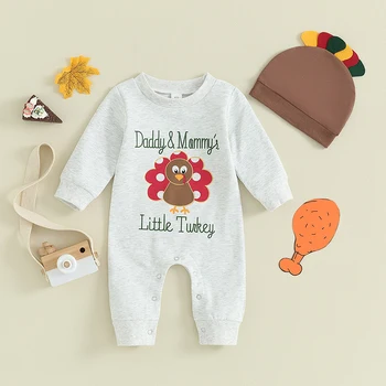 Комбинезон с длинными рукавами из индейки для новорожденного мальчика, одежда на День Благодарения, комбинезоны