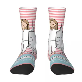 Женские чулки для медсестры, винтажные носки с милым рисунком инъекций, осенние нескользящие носки, женские велосипедные качественные носки
