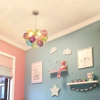 Стеклянная Пузырчатая Лампа для Детской Комнаты Девочек, Уютная и Романтическая Люстра Для Спальни, Магазин Одежды в Скандинавском Instagram-стиле, Воздушная Лампа