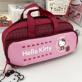 Мультяшный Милый Пенал Hello Kitty Большой Емкости Портативный Студенческий Прекрасный Канцелярский Холст Сумка для ручек Школьные принадлежности