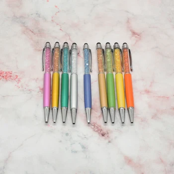 9 цветов шариковая ручка с кристаллами воды, модный креативный стилус для письма канцелярскими принадлежностями для офиса и школы, черная заправка 1ШТ
