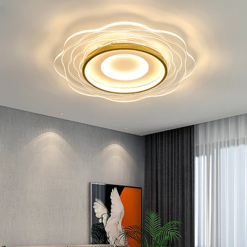 Скандинавский современный светодиодный потолочный светильник Золотой Акриловый Креативный светильник в форме цветка для спальни, гостиной, домашнего декора, потолочных светильников