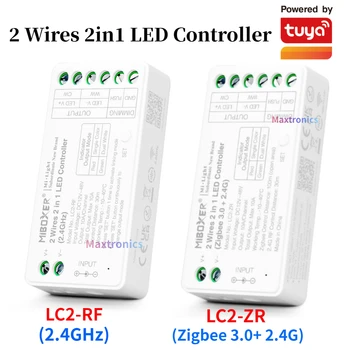 Miboxer LC2-RF/ZR 2 Провода 2в1 Светодиодный Контроллер (Zigbee 3,0 + 2,4 ГГц) Контроллер Светодиодной Ленты с Диммером для одноцветной светодиодной ленты CCT COB