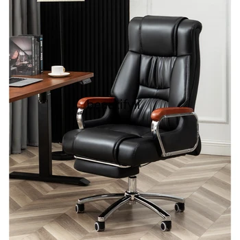 Кресло руководителя из натуральной кожи, удобное офисное кресло для длительного сидения, Офисное кресло, кресло для домашнего компьютера
