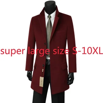 Новое Мужское Высококачественное Шерстяное пальто Suepr Большого Размера, Зимний Молодежный Костюм С воротником, Модный Повседневный Однобортный Толстый Плюс Размер S-10XL