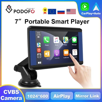 Podofo 7-дюймовый Экран Carplay MP5 Smart Player Поддерживает Android Auto Wireless CarPlay FM BT Airplay USB-камеру