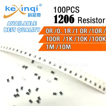 100 шт./лот SMD 1206 Резистор 0,25 Вт 1/4 Вт сопротивление 0R Ом 0,1 R 1R 10R 100R 1K 10K 100K 1M 10M