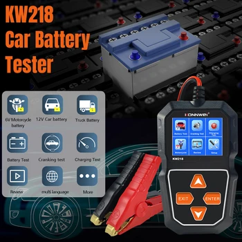 Новый тестер автомобильного аккумулятора KW218 12V Motorcycle Auto Battery Analyzer 100-2000 CCA Инструменты для тестирования зарядки автомобильного двигателя при проворачивании двигателя