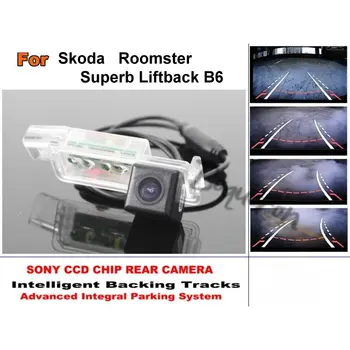для Skoda Roomster Superb Liftback B6 2016-2014 Отслеживает Динамическую Траекторию Движения Автомобиля Задним Ходом Резервную Парковочную Камеру Заднего Вида